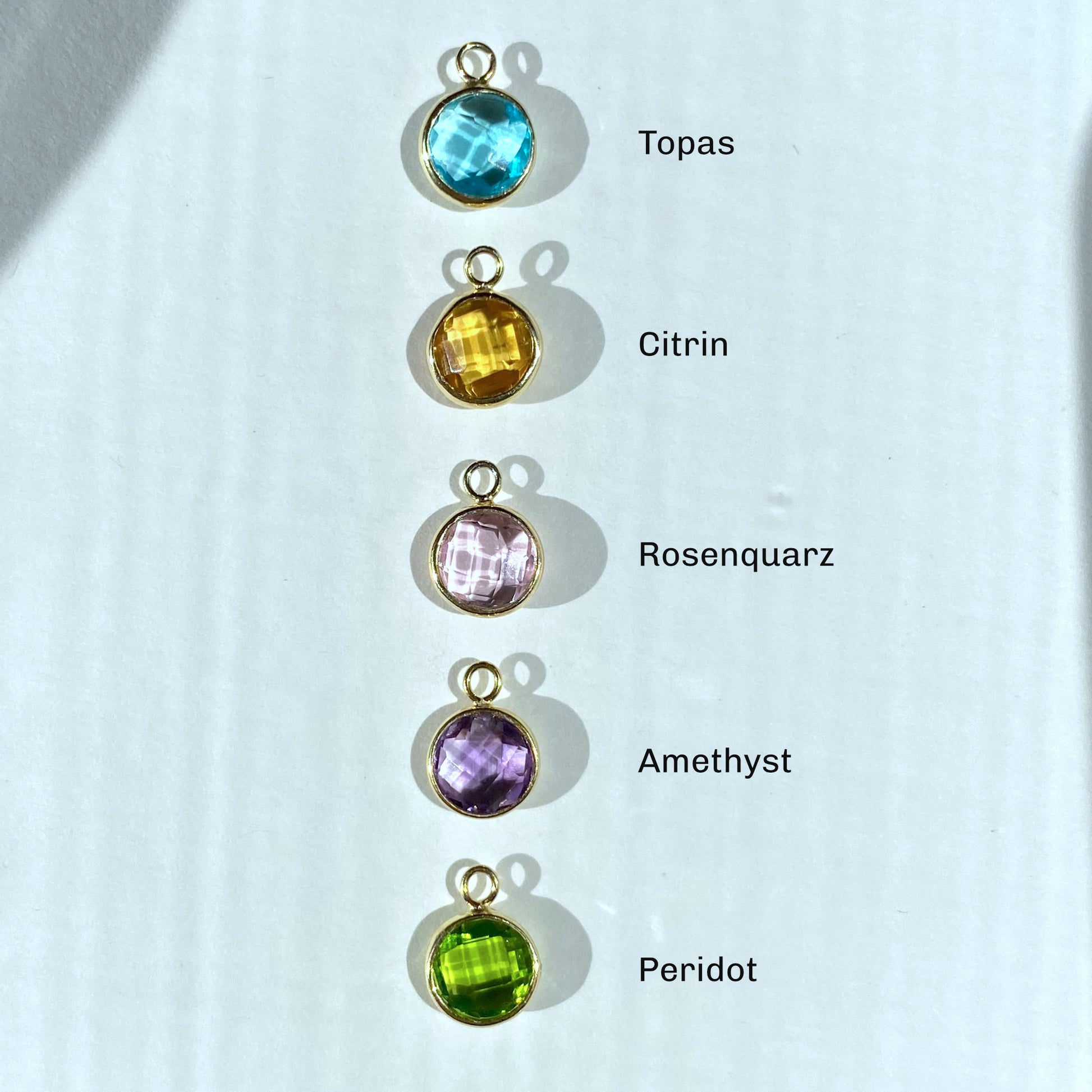 topas, citrin, rosenquarz, Amethyst, peridot Anhänger in Silber und Silber vergoldet
