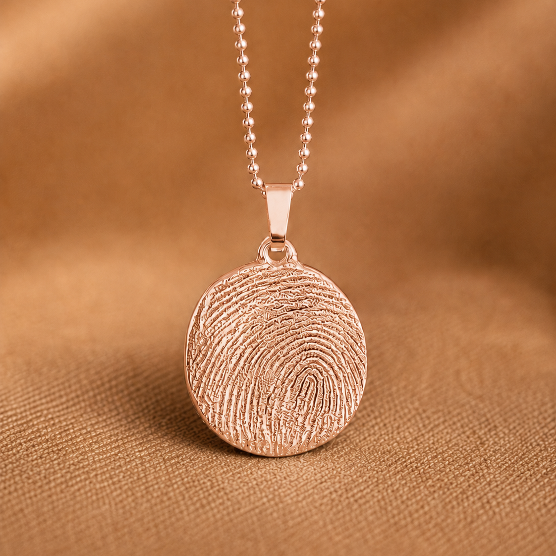 rosegold Anhänger mit Fingerabdruck und Kugelkette